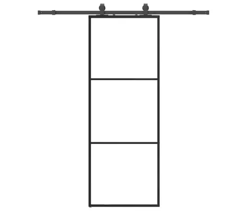 Bīdāmās Durvis Ar Stiprinājumiem, Melns, Stikls, 76X205 Cm Vidaxl