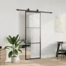 Bīdāmās Durvis Ar Stiprinājumiem, Melns, Stikls, 76X205 Cm Vidaxl