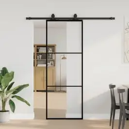 Bīdāmās Durvis Ar Stiprinājumiem, Melns, Stikls, 76X205 Cm Vidaxl Bīdāmās Durvis Ar Stiprinājumiem, Melns, Stikls, 76X205 Cm Vidaxl