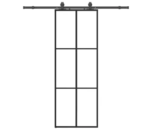 Bīdāmās Durvis Ar Stiprinājumiem, Melns, Stikls, 76X205 Cm Vidaxl