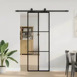 Bīdāmās Durvis Ar Stiprinājumiem, Melns, Stikls, 76X205 Cm Vidaxl Bīdāmās Durvis Ar Stiprinājumiem, Melns, Stikls, 76X205 Cm Vidaxl