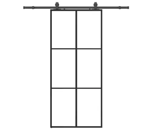 Bīdāmās Durvis Ar Stiprinājumiem, Melns, Stikls, 90X205 Cm Vidaxl