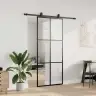 Bīdāmās Durvis Ar Stiprinājumiem, Melns, Stikls, 90X205 Cm Vidaxl
