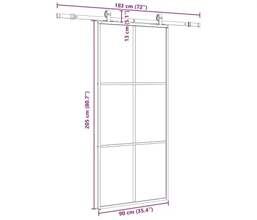 Bīdāmās Durvis Ar Stiprinājumiem, Melns, Stikls, 90X205 Cm Vidaxl