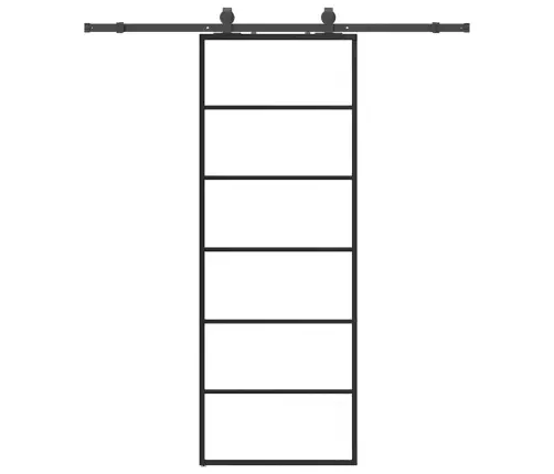 Bīdāmās Durvis Ar Stiprinājumiem, Melns, Stikls, 76X205 Cm Vidaxl