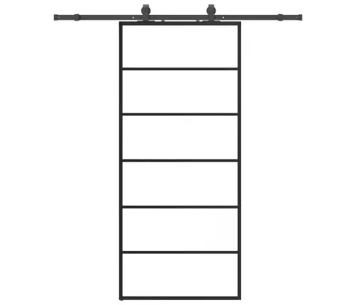 Bīdāmās Durvis Ar Stiprinājumiem, Melns, Stikls, 90X205 Cm Vidaxl