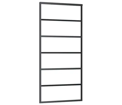 Bīdāmās Durvis Ar Stiprinājumiem, Melns, Stikls, 90X205 Cm Vidaxl