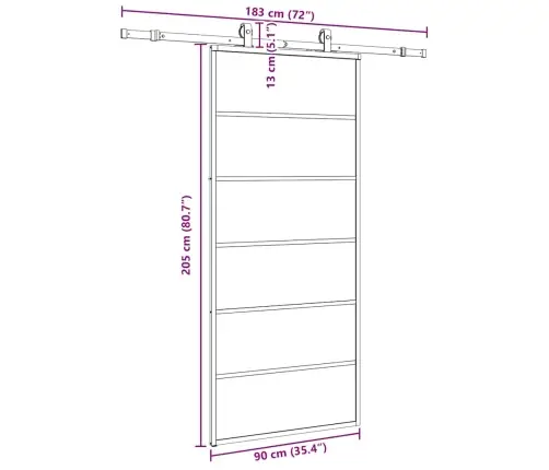 Bīdāmās Durvis Ar Stiprinājumiem, Melns, Stikls, 90X205 Cm Vidaxl