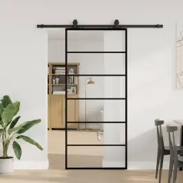 Bīdāmās Durvis Ar Stiprinājumiem, Melns, Stikls, 90X205 Cm Vidaxl Bīdāmās Durvis Ar Stiprinājumiem, Melns, Stikls, 90X205 Cm Vidaxl