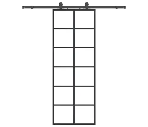 Bīdāmās Durvis Ar Stiprinājumiem, Melns, Stikls, 76X205 Cm Vidaxl