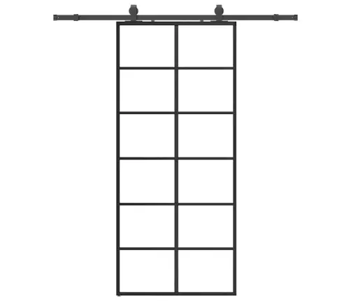 Bīdāmās Durvis Ar Stiprinājumiem, Melns, Stikls, 90X205 Cm Vidaxl