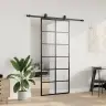 Bīdāmās Durvis Ar Stiprinājumiem, Melns, Stikls, 90X205 Cm Vidaxl