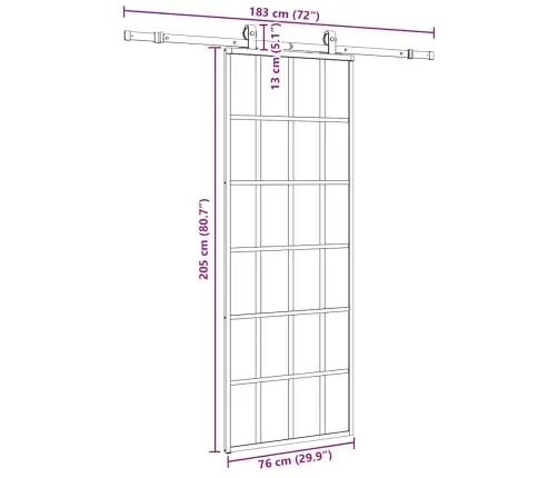 Stumdomos Durys Su Įrangos Rinkiniu, Juodas, 76X205 cm Esg Ir