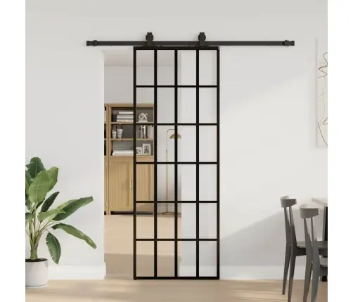 Stumdomos Durys Su Įrangos Rinkiniu, Juodas, 76X205 cm Esg Ir