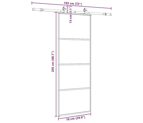 Liuguks Tarvikutega, Must, 76 X 205 cm Esg-Klaas