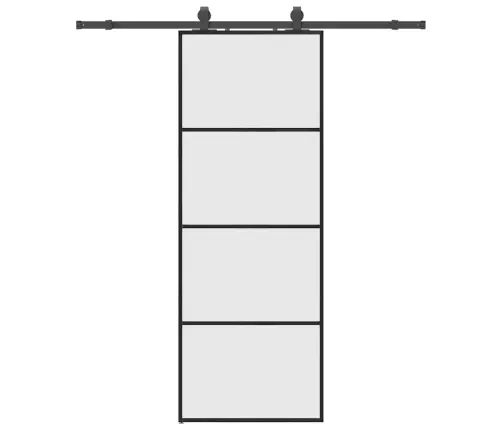 Bīdāmās Durvis Ar Stiprinājumiem, Melns, Stikls, 76X205 Cm Vidaxl