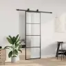 Bīdāmās Durvis Ar Stiprinājumiem, Melns, Stikls, 76X205 Cm Vidaxl
