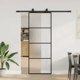 Bīdāmās Durvis Ar Stiprinājumiem, Melns, Stikls, 76X205 Cm Vidaxl Bīdāmās Durvis Ar Stiprinājumiem, Melns, Stikls, 76X205 Cm Vidaxl