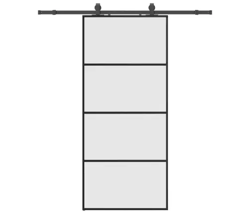 Bīdāmās Durvis Ar Stiprinājumiem, Melns, Stikls, 90X205 Cm Vidaxl
