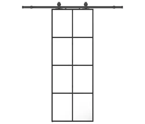 Bīdāmās Durvis Ar Stiprinājumiem, Melns, Stikls, 76X205 Cm Vidaxl
