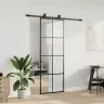 Bīdāmās Durvis Ar Stiprinājumiem, Melns, Stikls, 76X205 Cm Vidaxl