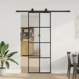 Bīdāmās Durvis Ar Stiprinājumiem, Melns, Stikls, 76X205 Cm Vidaxl Bīdāmās Durvis Ar Stiprinājumiem, Melns, Stikls, 76X205 Cm Vidaxl