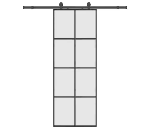 Bīdāmās Durvis Ar Stiprinājumiem, Melns, Stikls, 76X205 Cm Vidaxl
