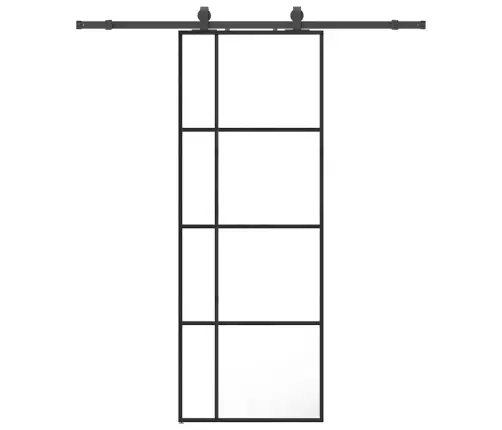 Bīdāmās Durvis Ar Stiprinājumiem, Melns, Stikls, 76X205 Cm Vidaxl