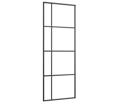 Bīdāmās Durvis Ar Stiprinājumiem, Melns, Stikls, 76X205 Cm Vidaxl