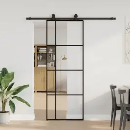 BΔ«dΔmΔs Durvis Ar StiprinΔjumiem, Melns, Stikls, 76X205 Cm Vidaxl BΔ«dΔmΔs Durvis Ar StiprinΔjumiem, Melns, Stikls, 76X205 Cm Vidaxl