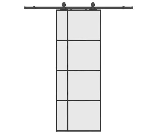 Bīdāmās Durvis Ar Stiprinājumiem, Melns, Stikls, 76X205 Cm Vidaxl