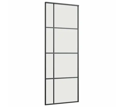 Bīdāmās Durvis Ar Stiprinājumiem, Melns, Stikls, 76X205 Cm Vidaxl