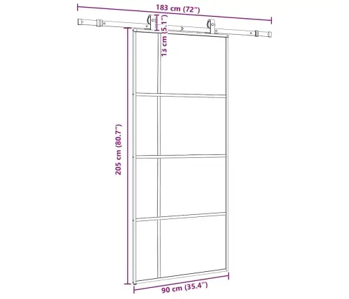 Bīdāmās Durvis Ar Stiprinājumiem, Melns, Stikls, 90X205 Cm Vidaxl