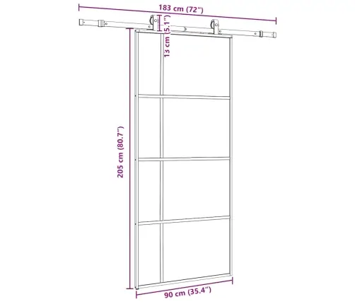 Bīdāmās Durvis Ar Stiprinājumiem, Melns, Stikls, 90X205 Cm Vidaxl