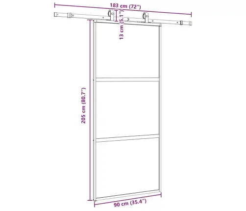 Lükanduks Riistvara Komplektiga Must 90X205 Cm Karastatud Klaas
