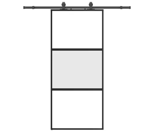 Stumdomos Durys Su Įrangos Rinkiniu, Juodas, 90X205 Cm
