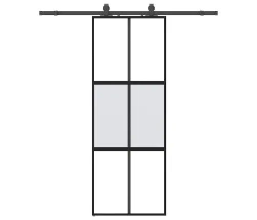 Bīdāmās Durvis Ar Aparatūras Komplektu, Melns, Rūdīts Stikls Vidaxl