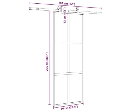 Bīdāmās Durvis Ar Aparatūras Komplektu, Melns, Rūdīts Stikls Vidaxl
