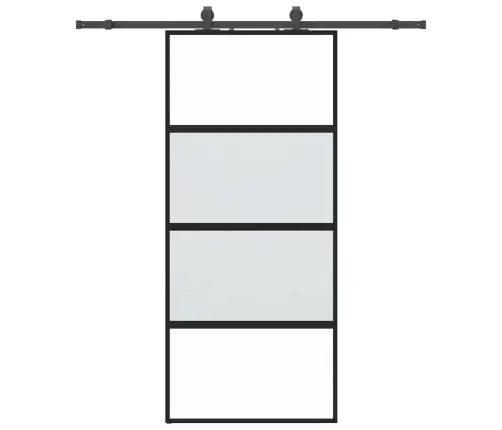 Lükanduks Riistvara Komplektiga Must 90X205 Cm Karastatud Klaas