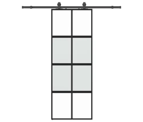 Bīdāmās Durvis Ar Aparatūras Komplektu, Melns, Rūdīts Stikls Vidaxl