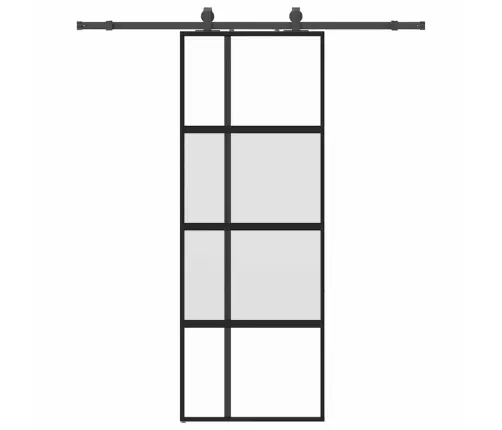 Bīdāmās Durvis Ar Aparatūras Komplektu, Melns, Rūdīts Stikls Vidaxl