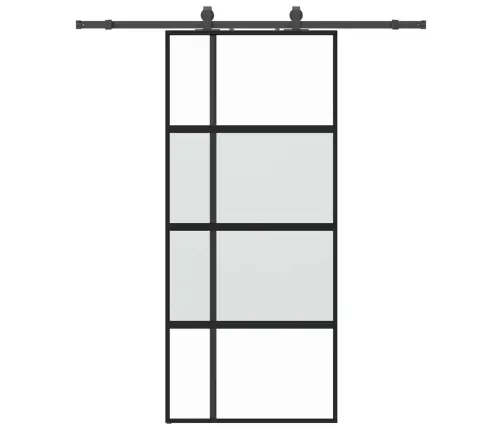 Bīdāmās Durvis Ar Aparatūras Komplektu, Melns, Rūdīts Stikls Vidaxl