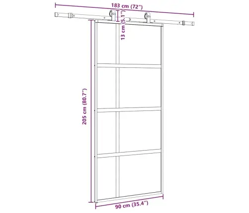 Bīdāmās Durvis Ar Aparatūras Komplektu, Melns, Rūdīts Stikls Vidaxl