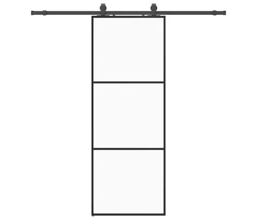 Bīdāmās Durvis Ar Stiprinājumiem, Melns, Stikls, 76X205 Cm Vidaxl