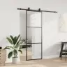 Bīdāmās Durvis Ar Stiprinājumiem, Melns, Stikls, 76X205 Cm Vidaxl