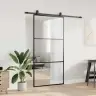 Bīdāmās Durvis Ar Stiprinājumiem, Melns, Stikls, 102X205 Cm Vidaxl