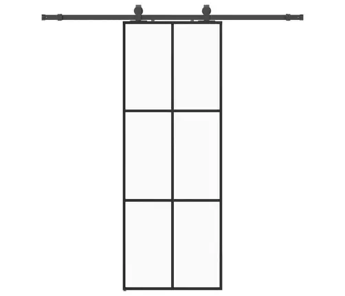 Bīdāmās Durvis Ar Stiprinājumiem, Melns, Stikls, 76X205 Cm Vidaxl