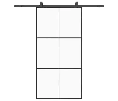 Bīdāmās Durvis Ar Stiprinājumiem, Melns, Stikls, 102X205 Cm Vidaxl