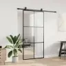 Bīdāmās Durvis Ar Stiprinājumiem, Melns, Stikls, 102X205 Cm Vidaxl