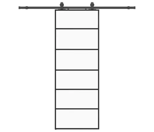 Bīdāmās Durvis Ar Stiprinājumiem, Melns, Stikls, 76X205 Cm Vidaxl